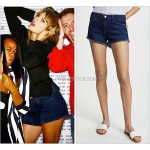 NWT L'AGENCE Taylor Swift Distress Dark Wash Denim Fray Hem Cutoff Jean Short 25